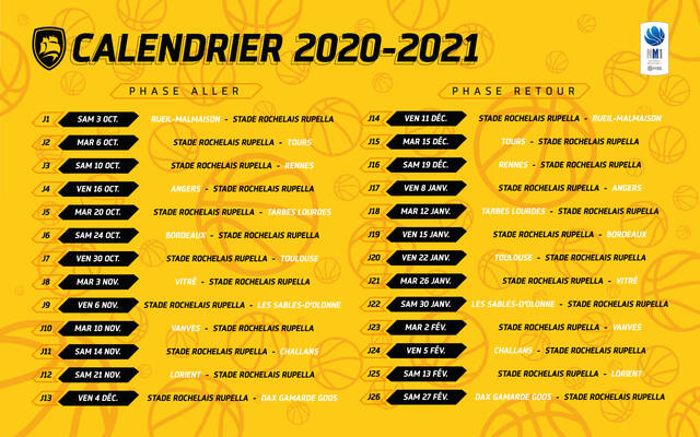 Le calendrier 2020/2021 de NM1 officialisé !