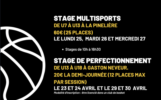 Nos stages pour les vacances d'Avril !