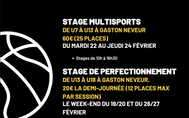 Nos stages pour les vacances de Février !
