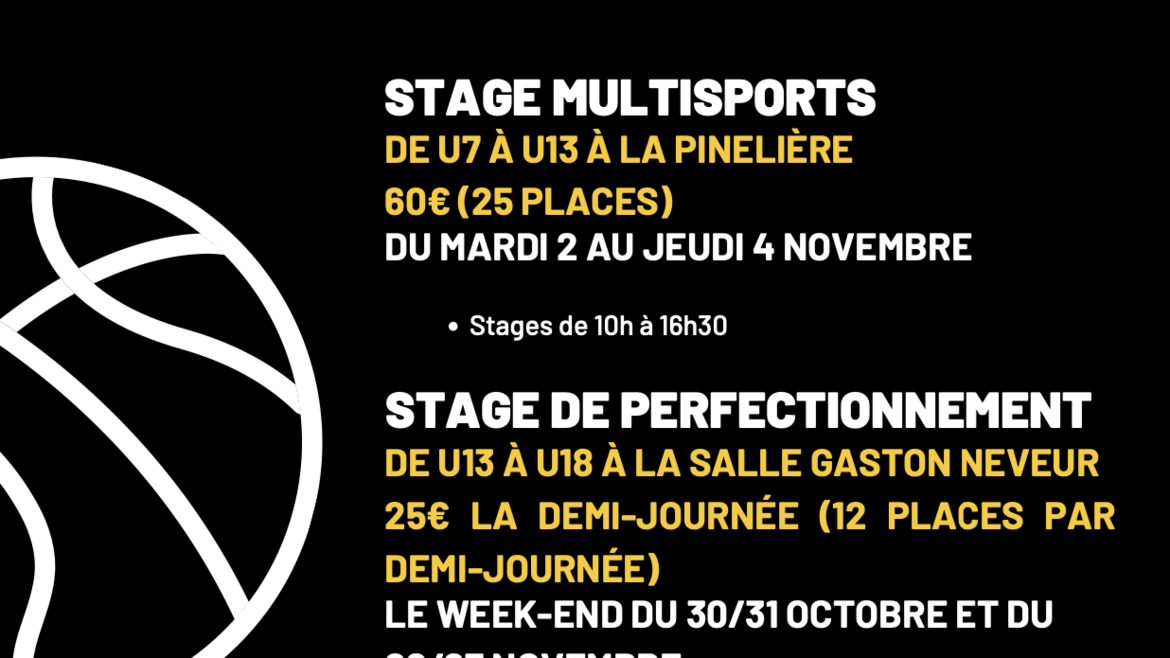Il reste des places pour les Stages de la Toussaint !