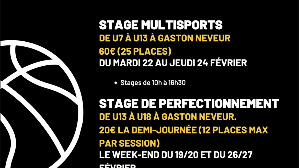 Nos stages pour les vacances de Février !