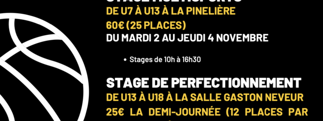 Il reste des places pour les Stages de la Toussaint !