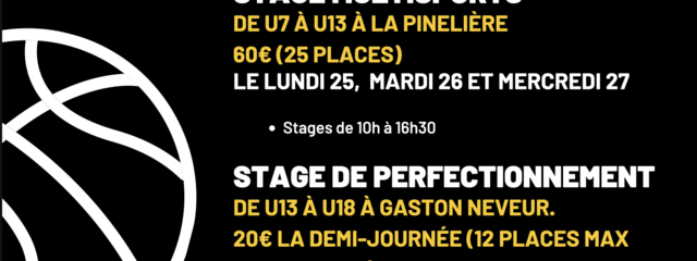 Nos stages pour les vacances d'Avril !