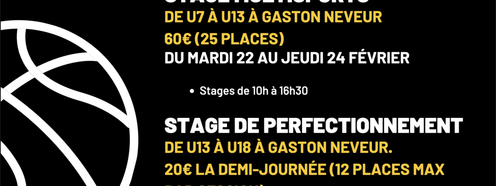 Nos stages pour les vacances de Février !